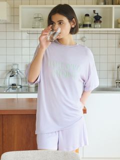 gelato pique/【接触冷感】カラフルレーヨンロゴTシャツ＆ショートパンツセット/セットアップ